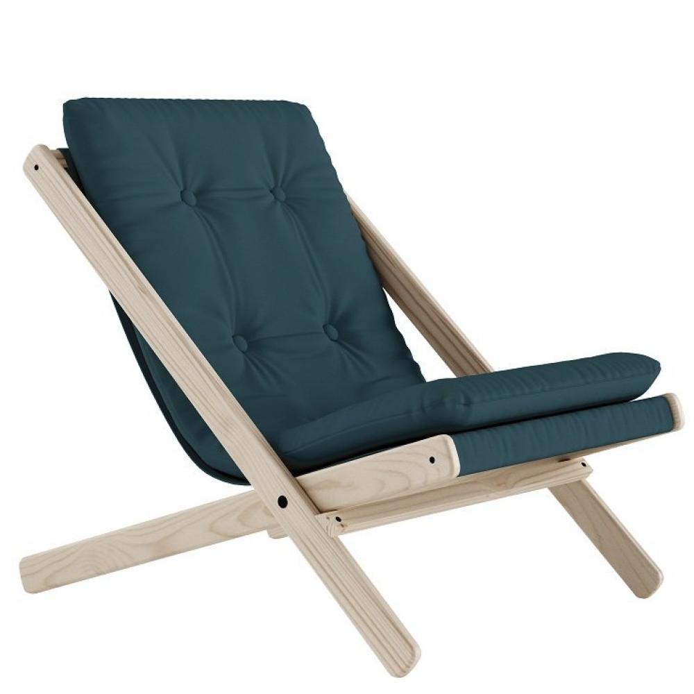 Fauteuil futon BOOGIE hêtre massif coloris bleu pétrole